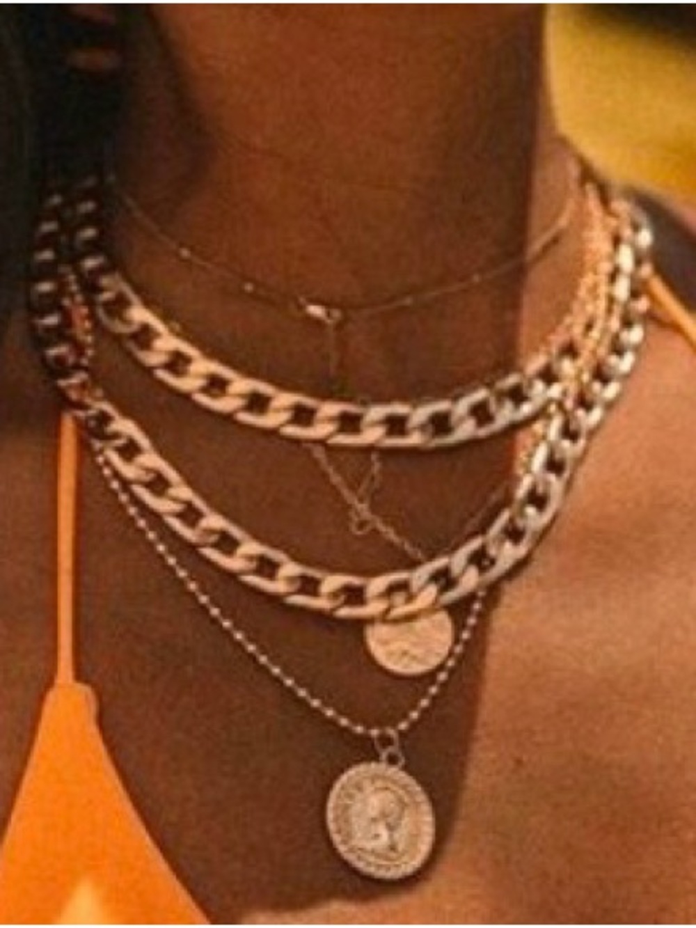 Free People Gold Layered Coin Necklace Set